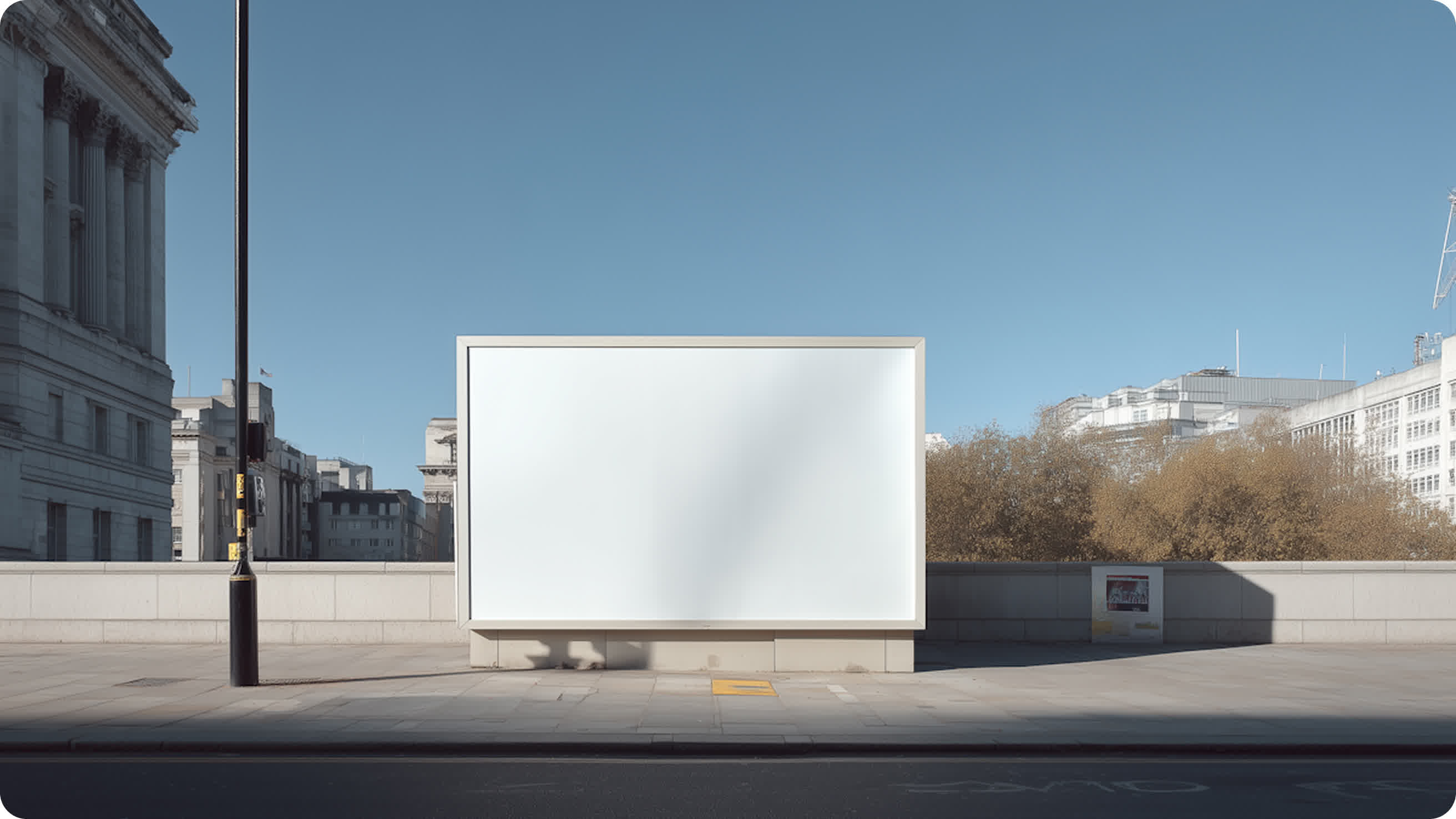 Urban street scene with billboard